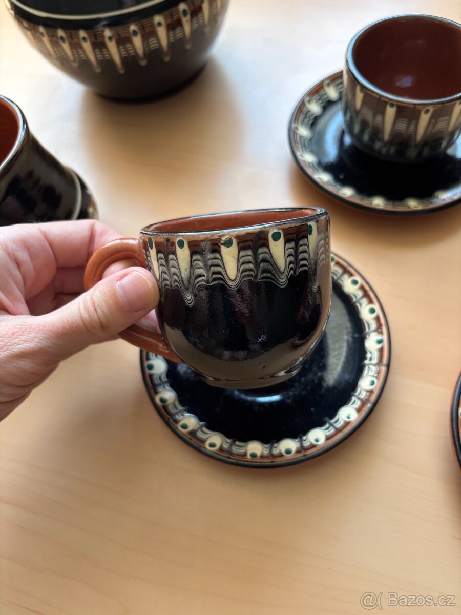 Bulharská retro čajová souprava - černá - 7