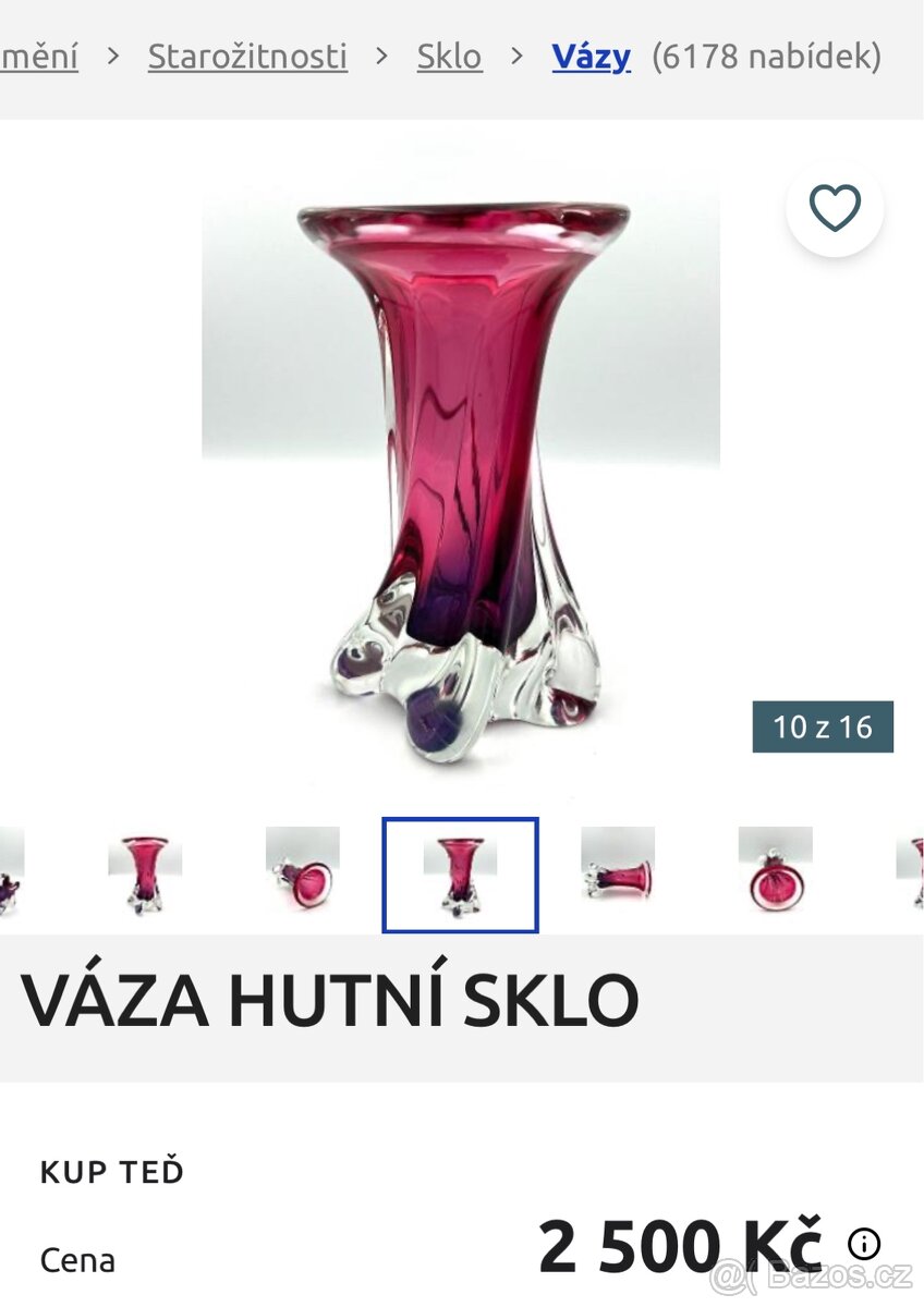 Vázy hutní sklo - 7