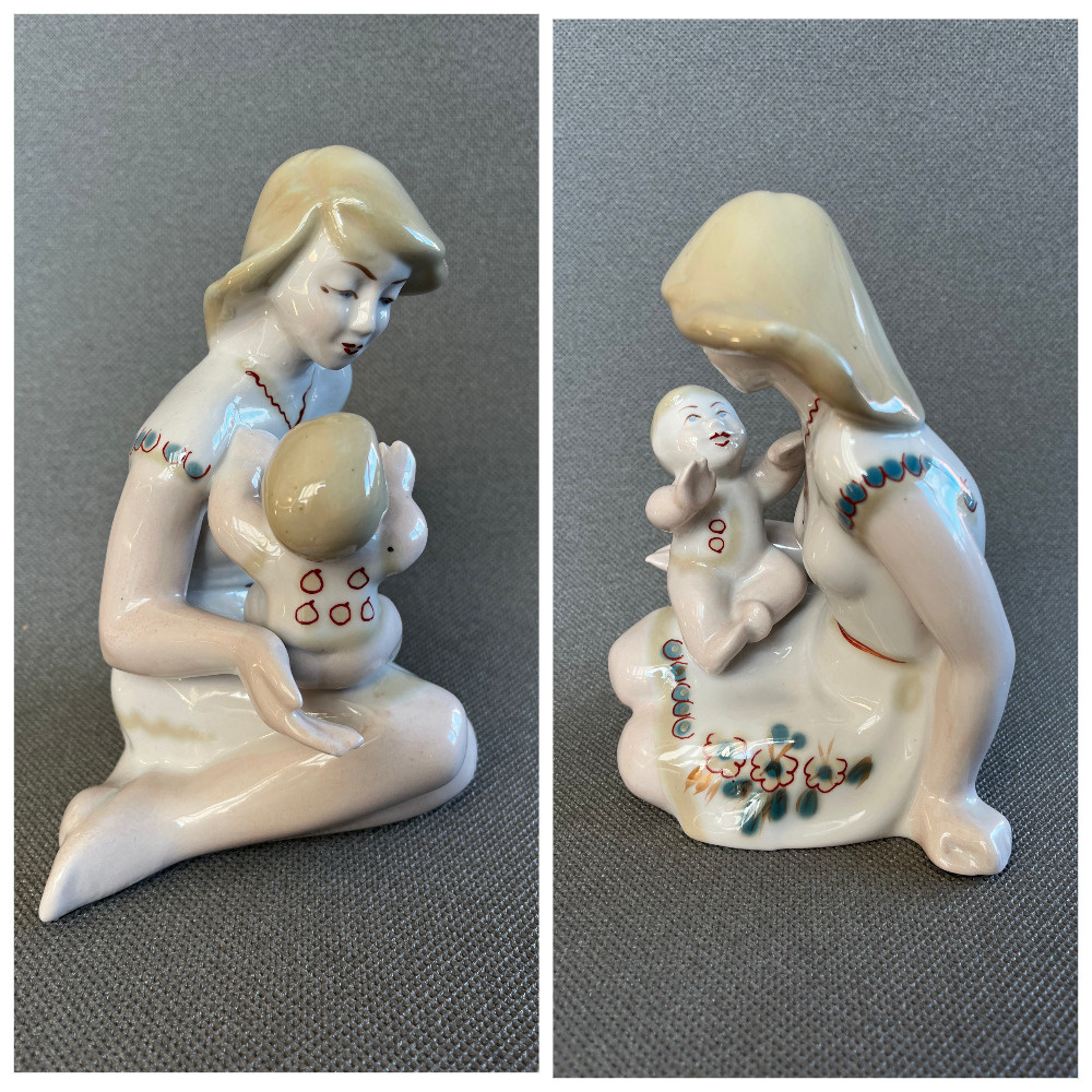 Porcelánová soška Matka a dítě 17 cm, Polonne USSR - 7