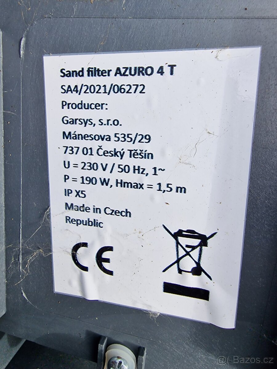 Písková filtrace Azuro 4T - 7