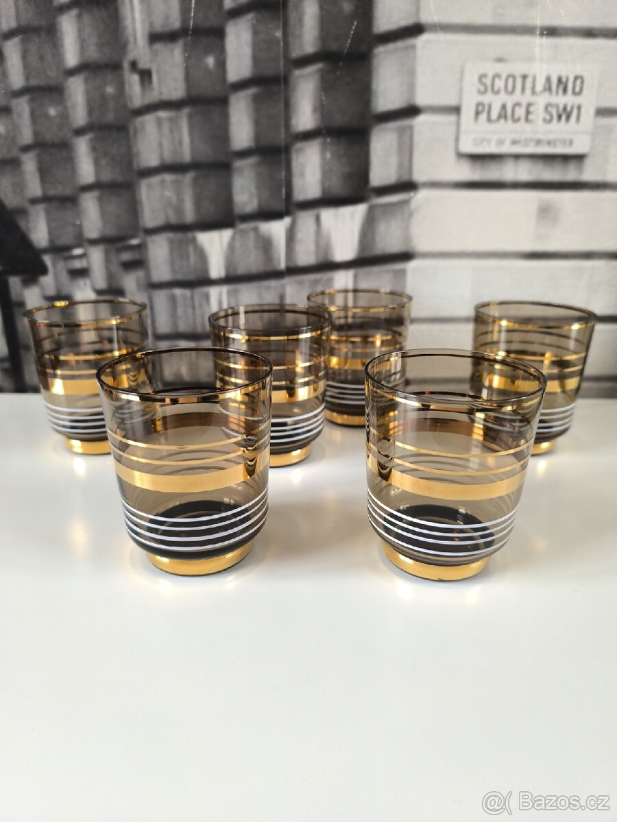 Sada 6ti starožitných skleniček na whisky - 7