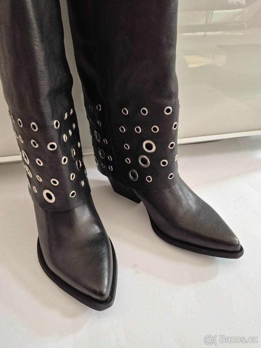 Nové dámské kožené vysoké kozačky, velikost 38 a 39 - 7