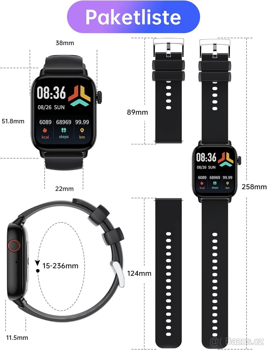 Chytré hodinky LLKBOHA H5 – 1,85" Bluetooth volání, v CZ - 7