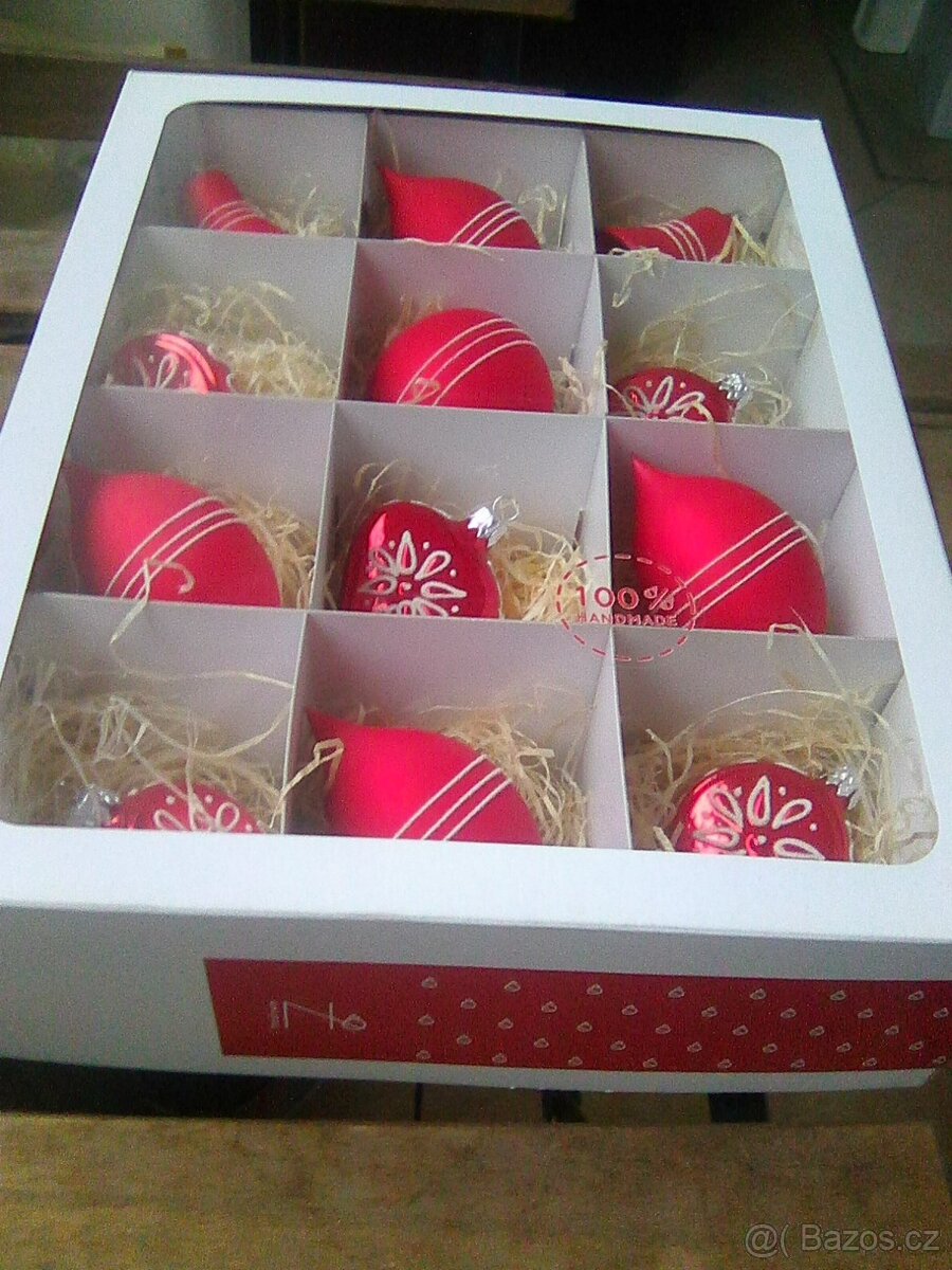 Design sada skleněných vánočních ozdob, 100% ruční práce - 7