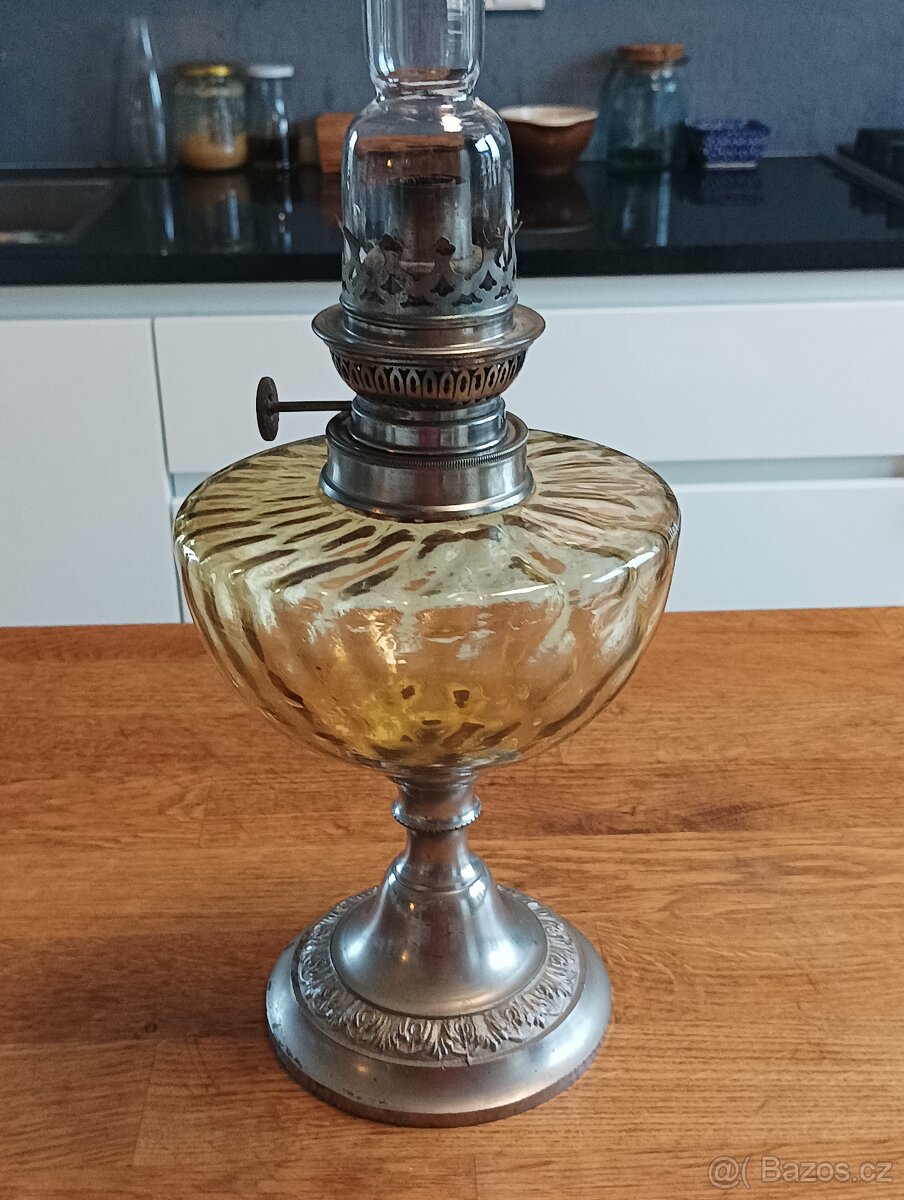 ART DECO STAROŽITNÁ PETROLEJOVÁ LAMPA UNIS PARIS KOLEM 1920 - 7