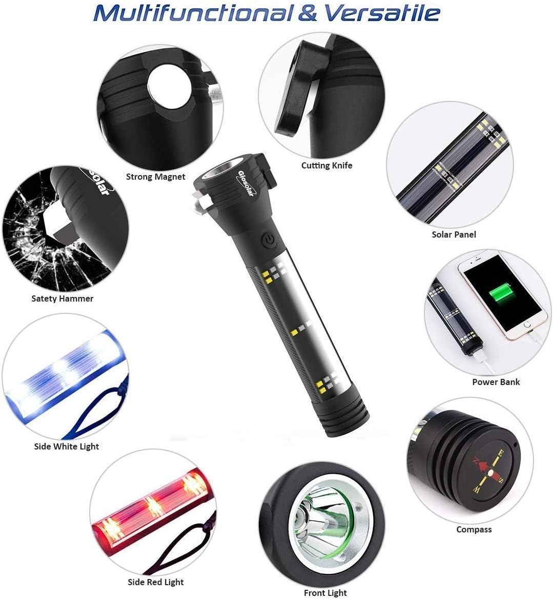 Multifunkční taktická solární svítilna 9v1, zn. Giosolar - 7