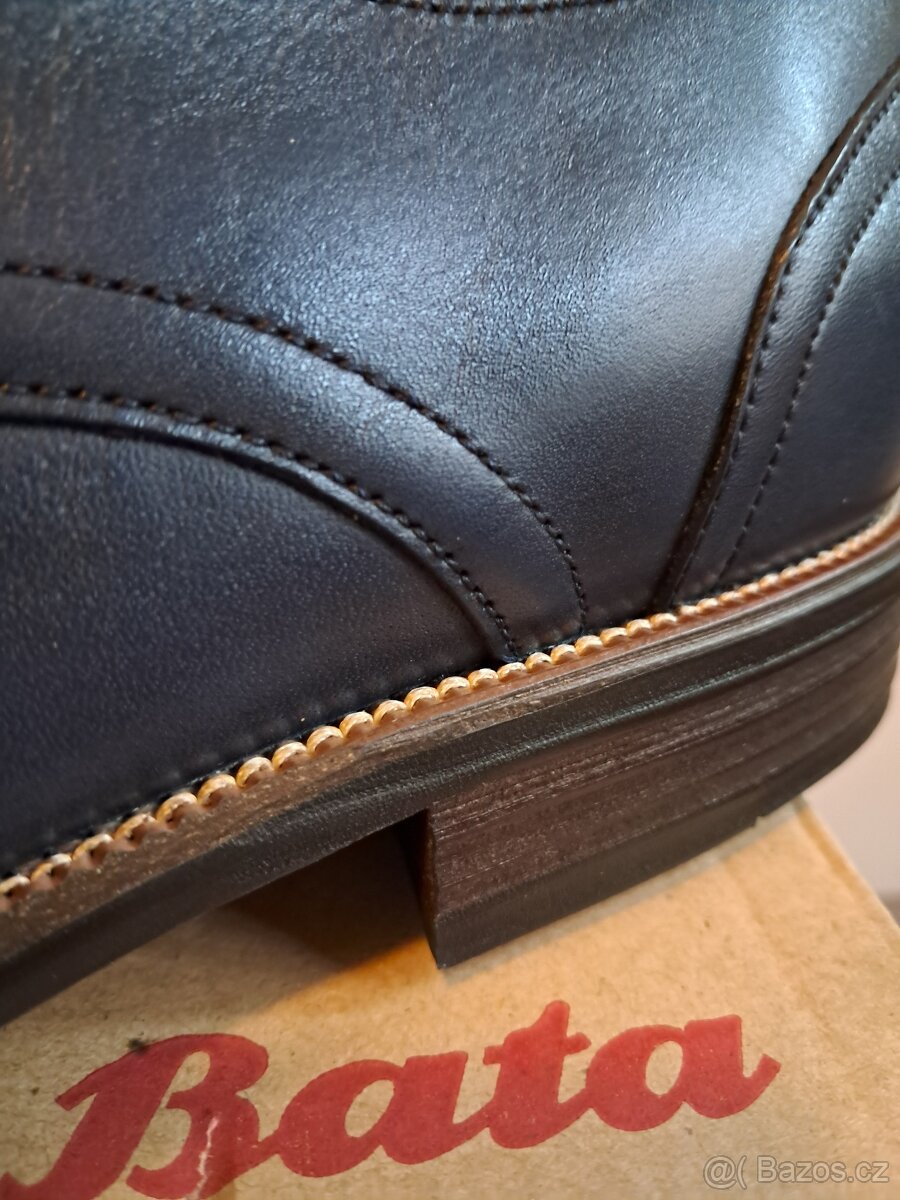 Bata Navy Blue Koženy boty 46 - darek Hand grip posilovač - 7