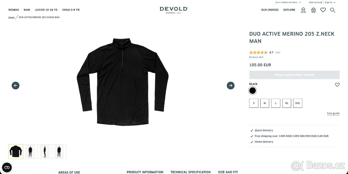 Rolák Devold Duo Active Merino 205 Zip Neck Man M Blue - 7