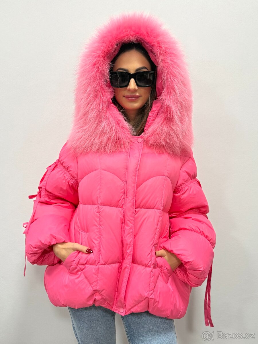 Dámská péřová bunda s pravou liščí kožešinou - 7