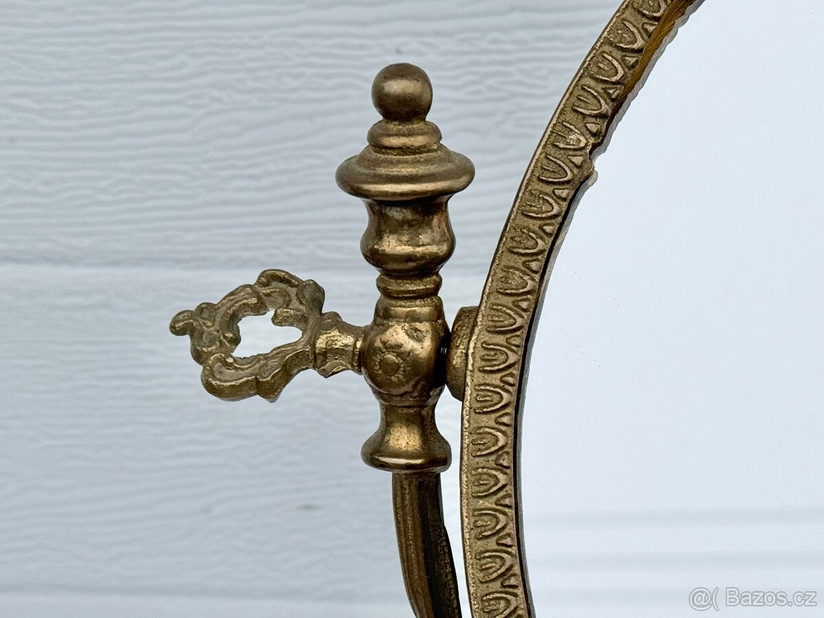 Masivní mosazné stolní zrcadlo polohovací - 7