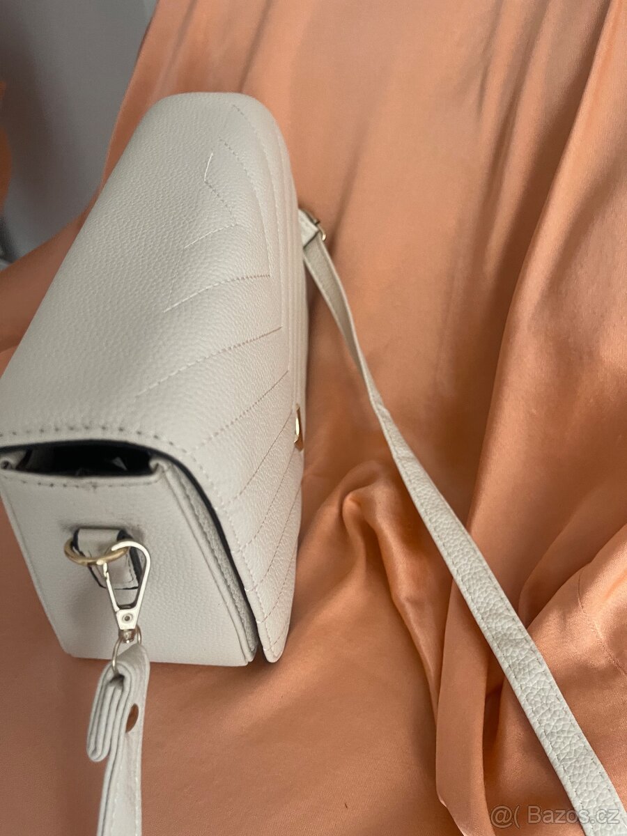 Kabelka nova bila smetana , kožená - 7