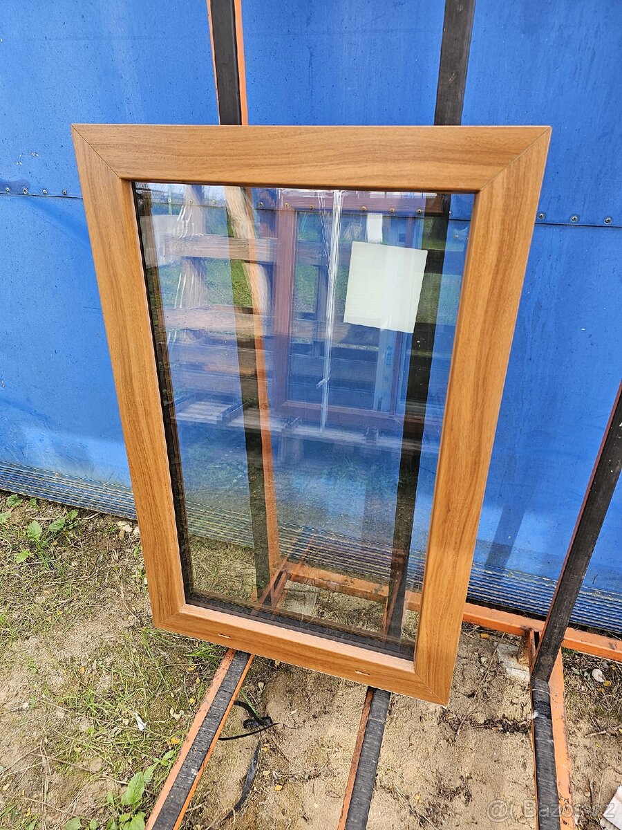 č.4 RODÁM OKNA 2ks FIXNÍ NOVÉ VEKA 82 dřevodekor - 7