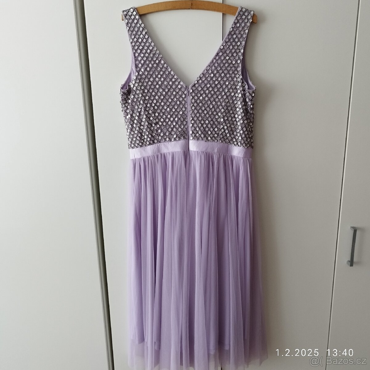 Krásné lila společenské midi šaty GODDIVA, vel. 14 - 7