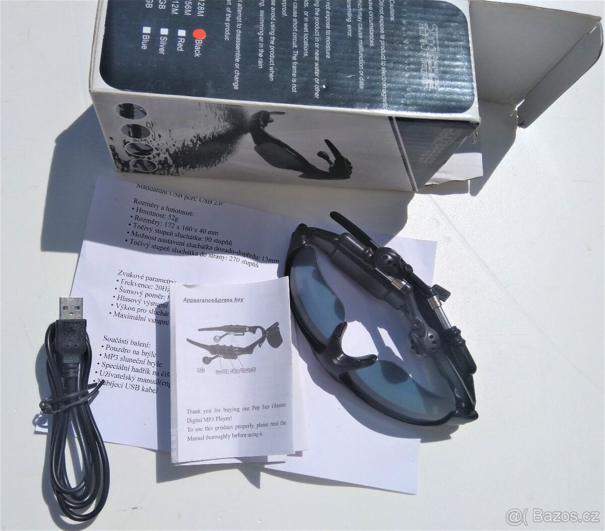 SLUNEČNÍ BRÝLE ČERNÉ SPORTOVNÍ S MP3 PŘEHRÁVAČEM - 7