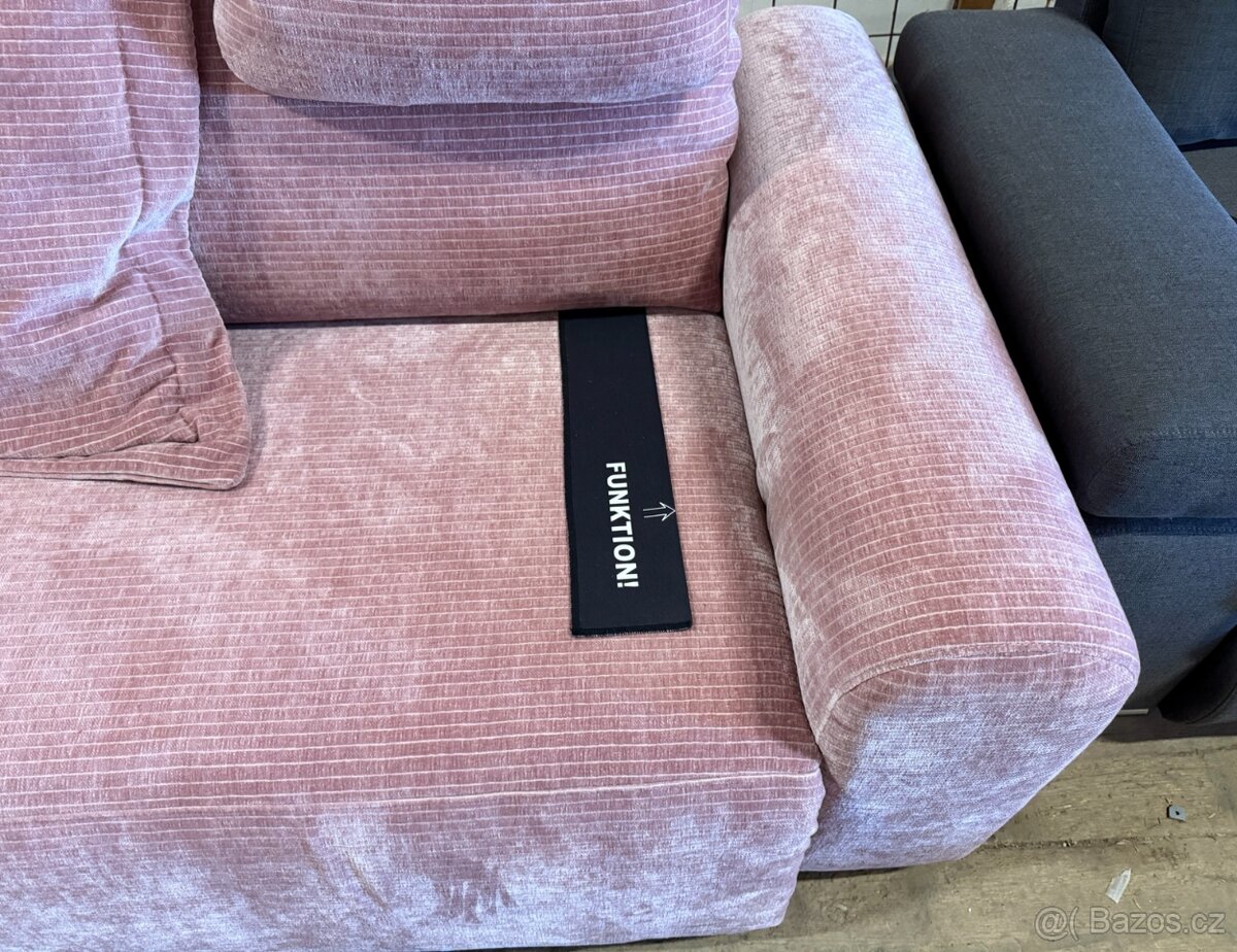 Rohová sedačka elektr. polohování růž. NOVÁ 2. j. - 7