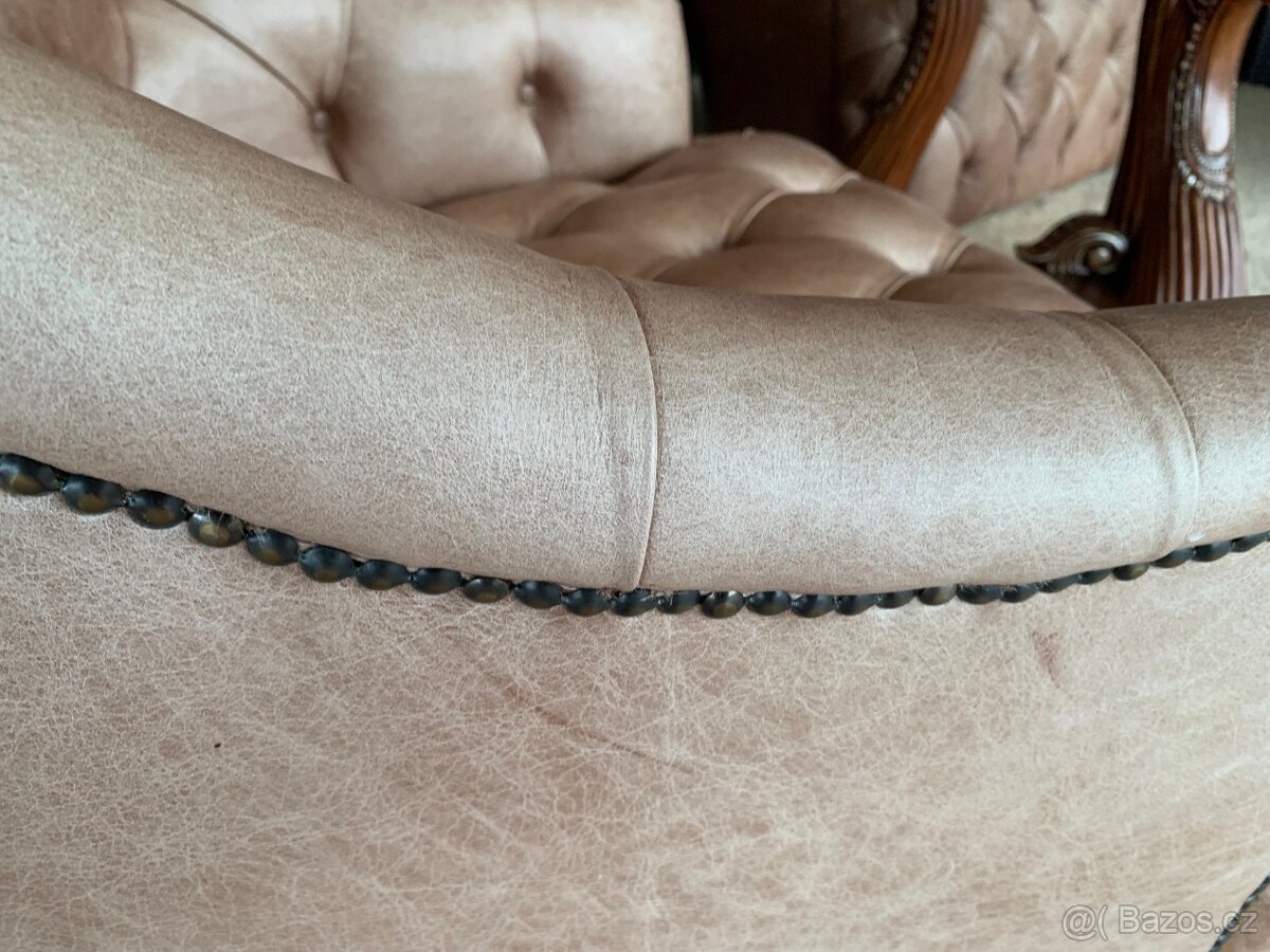 ANGLICKÁ SEDACÍ SOUPRAVA - NOVÁ, BÉŽOVÁ - 7