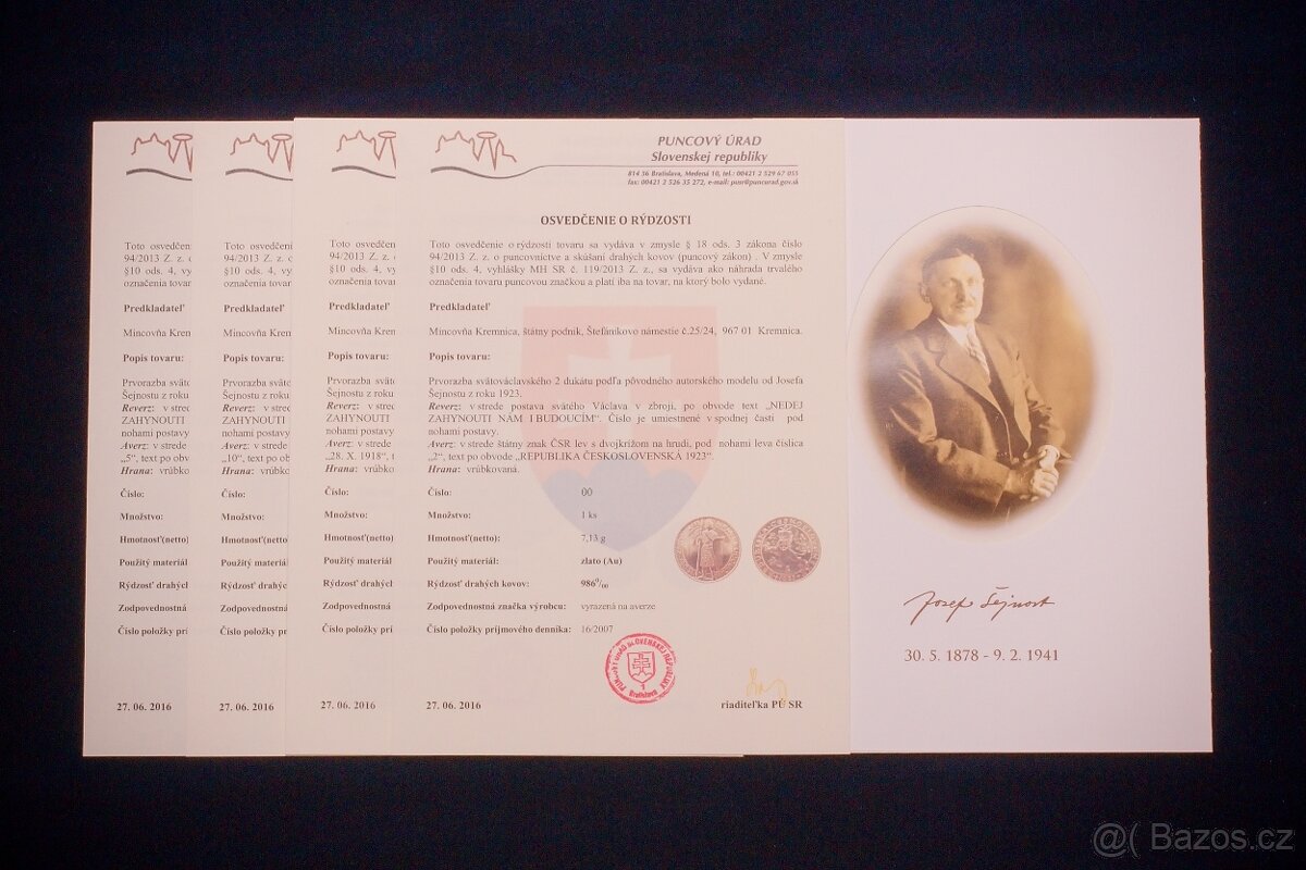 Sada sv. Václava 1,2,5,10D-J.ŠEJNOST-1923/2016,TOP ČÍSLO - 7