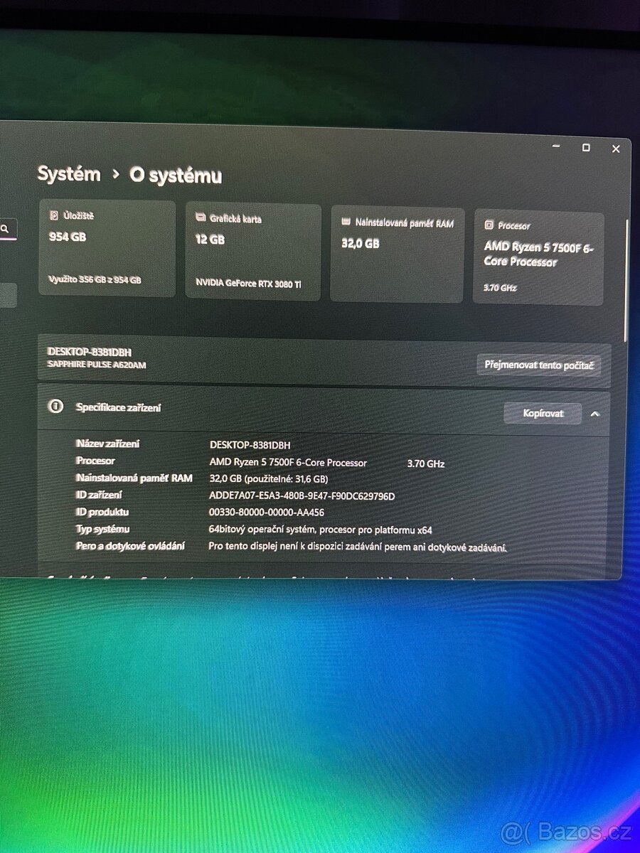 Herní PC RTX 3080Ti 7500f 32gb ddr5 1tb ssd - 7