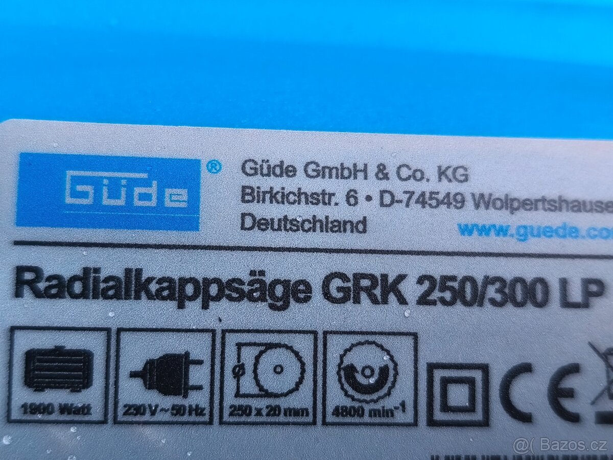 Prodám VĚTŠÍ NEPOUŽITOU pokosovou pilu s posuvem GÜDE GRK 25 - 7