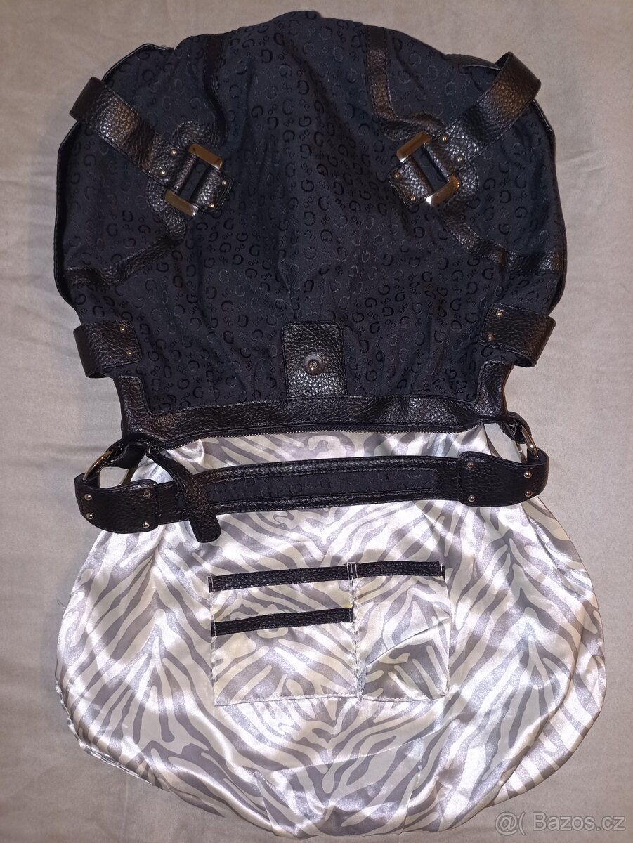 Kabelka GUESS - látková s logem - 7