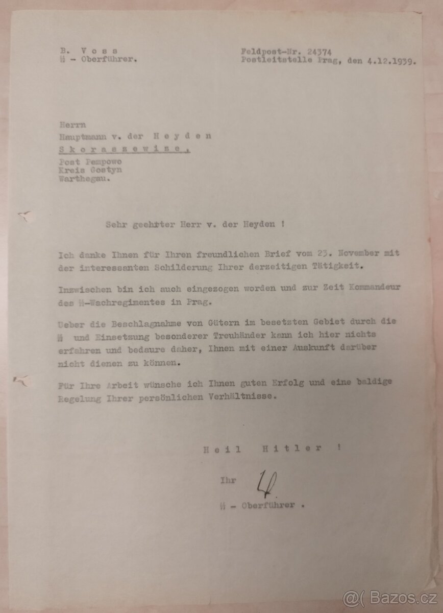 DOKUMENTY PO GENERÁL SS BERNHARD VOSS 4 - 7