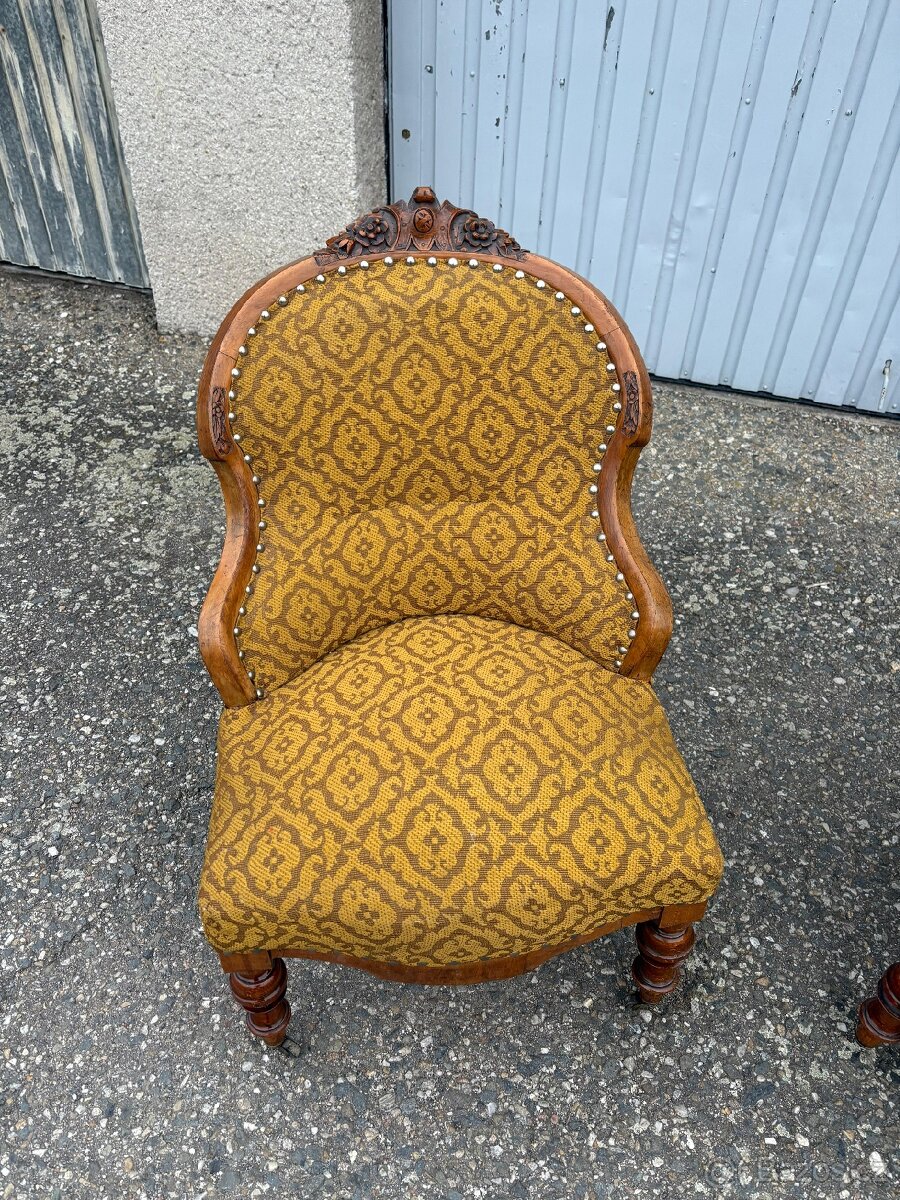 Dvě starožitné křesla historismus - 7