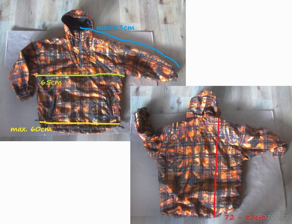 Vintage 90s unisex barevná bunda přes hlavu - 7