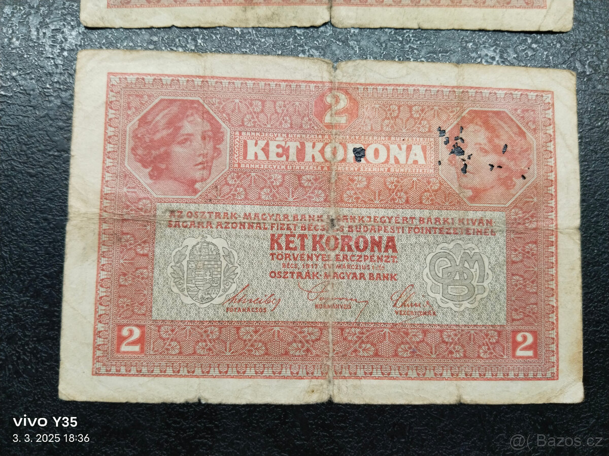 Bankovky 1.republika s prozatimní kolkem Československo - 7