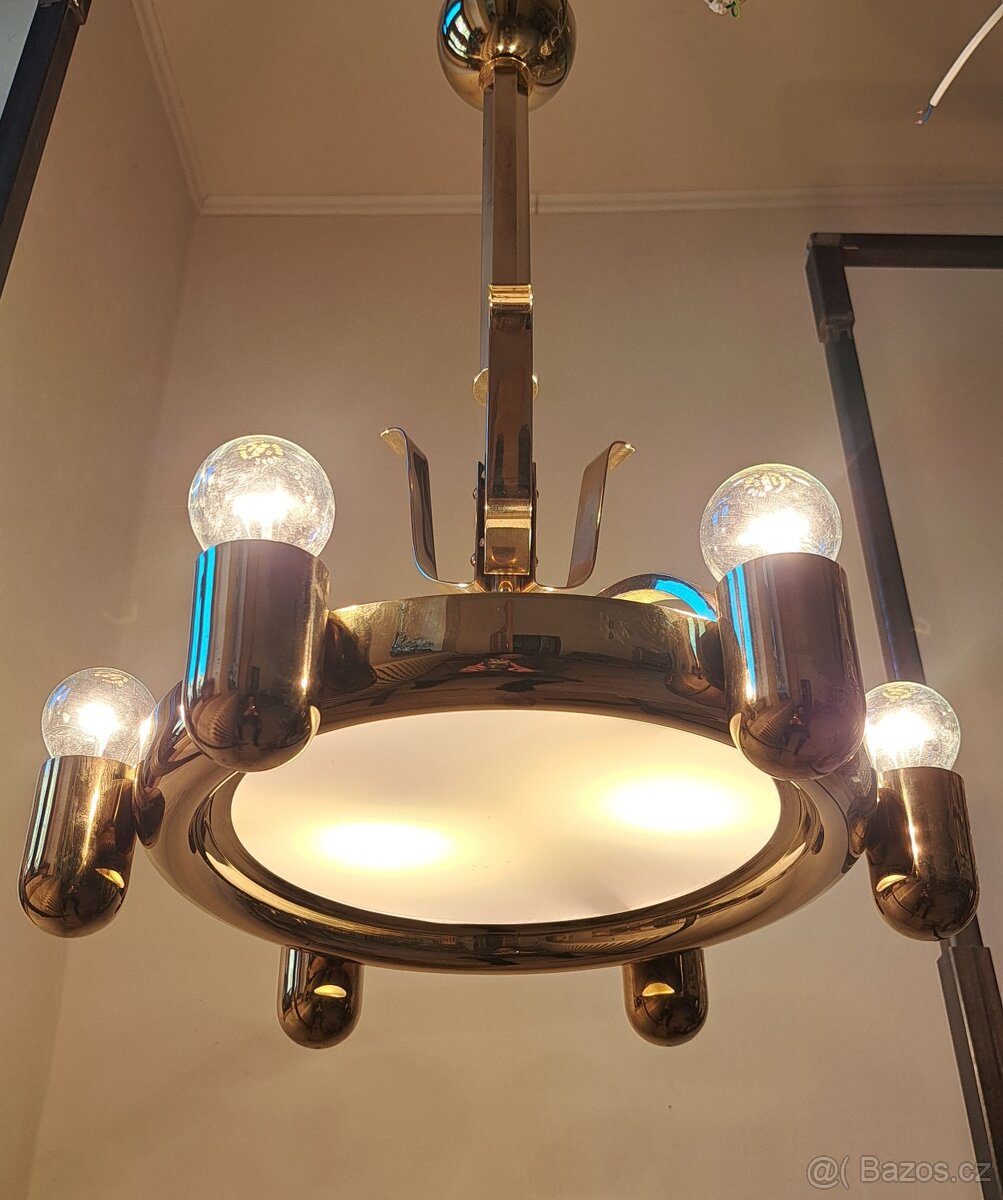 Starožitný funkcionalistický lustr, .lustřík, osvětlení, - 7