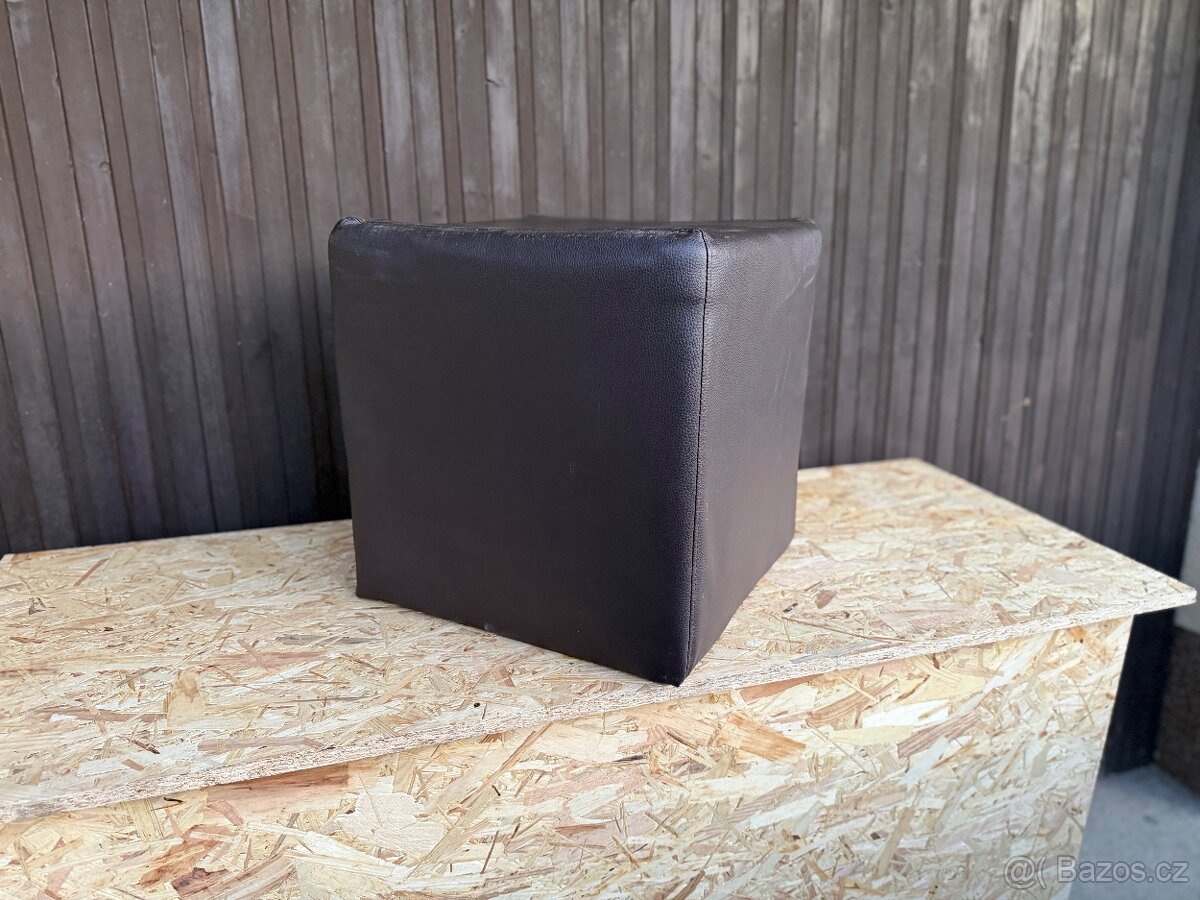 Taburet kožený černý / šedý / hnědý - 7