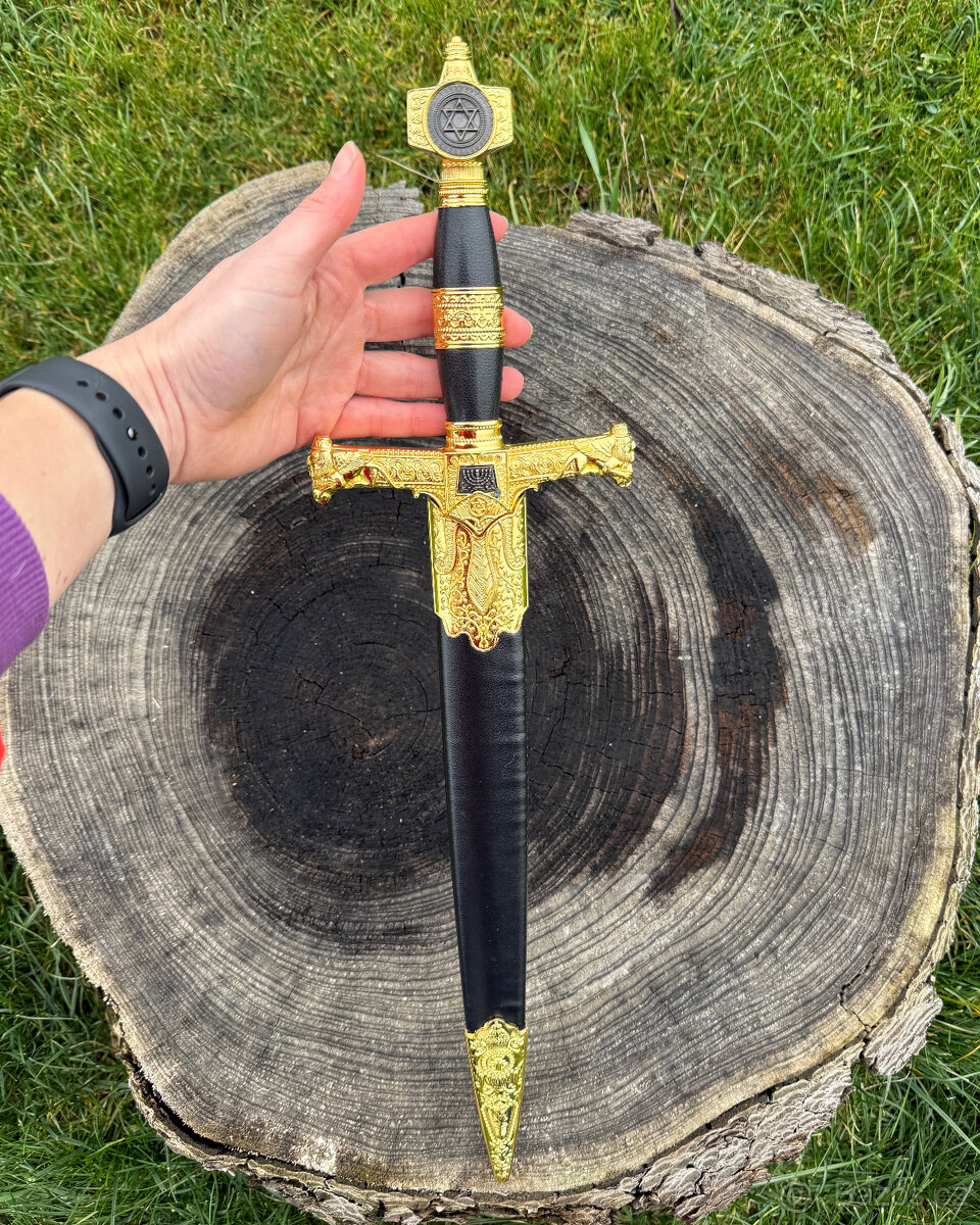 Dekorativní židovská dýka s pochvou historická judaistická - 7