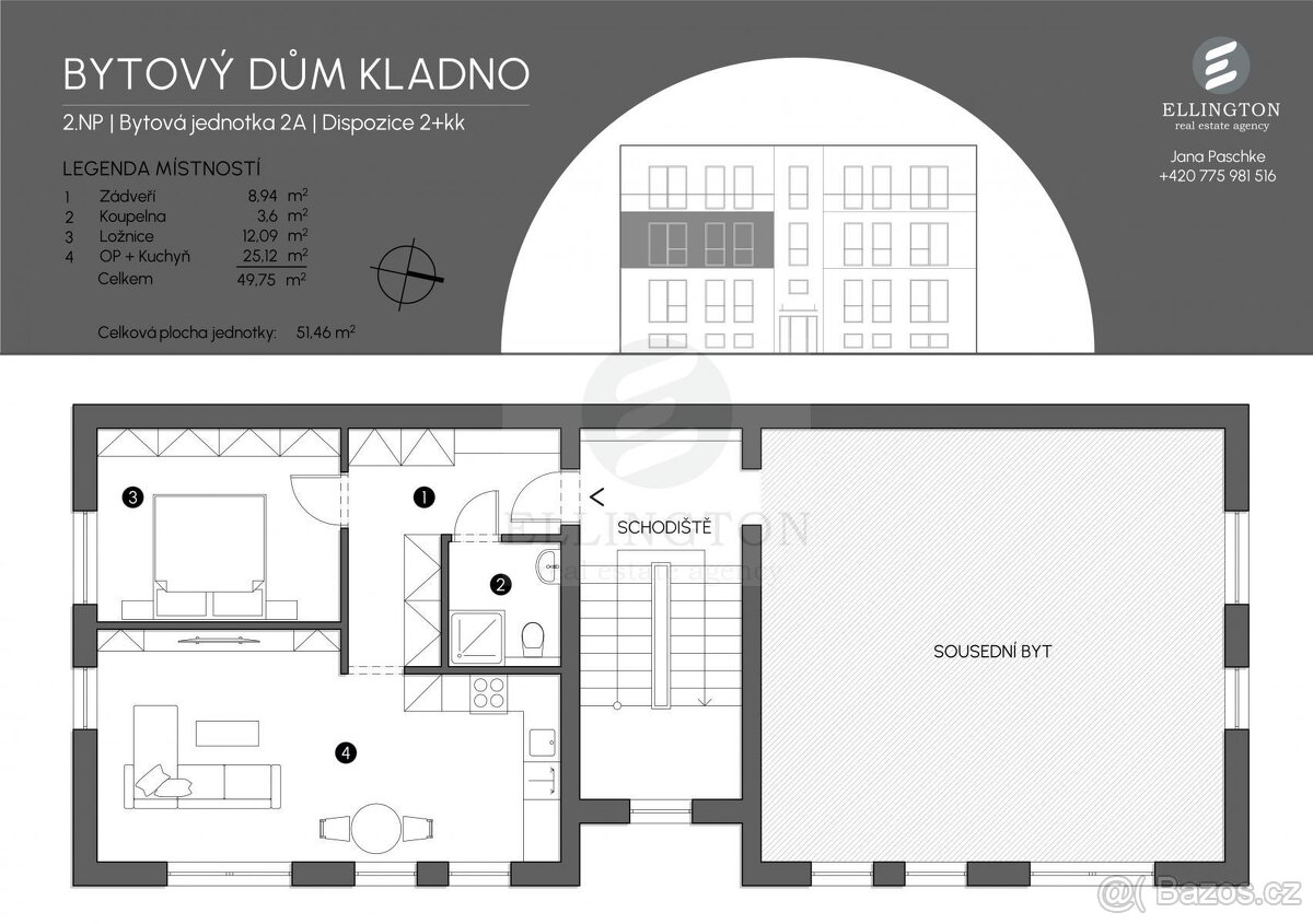 2+kk, 54m2, Kladno - 7
