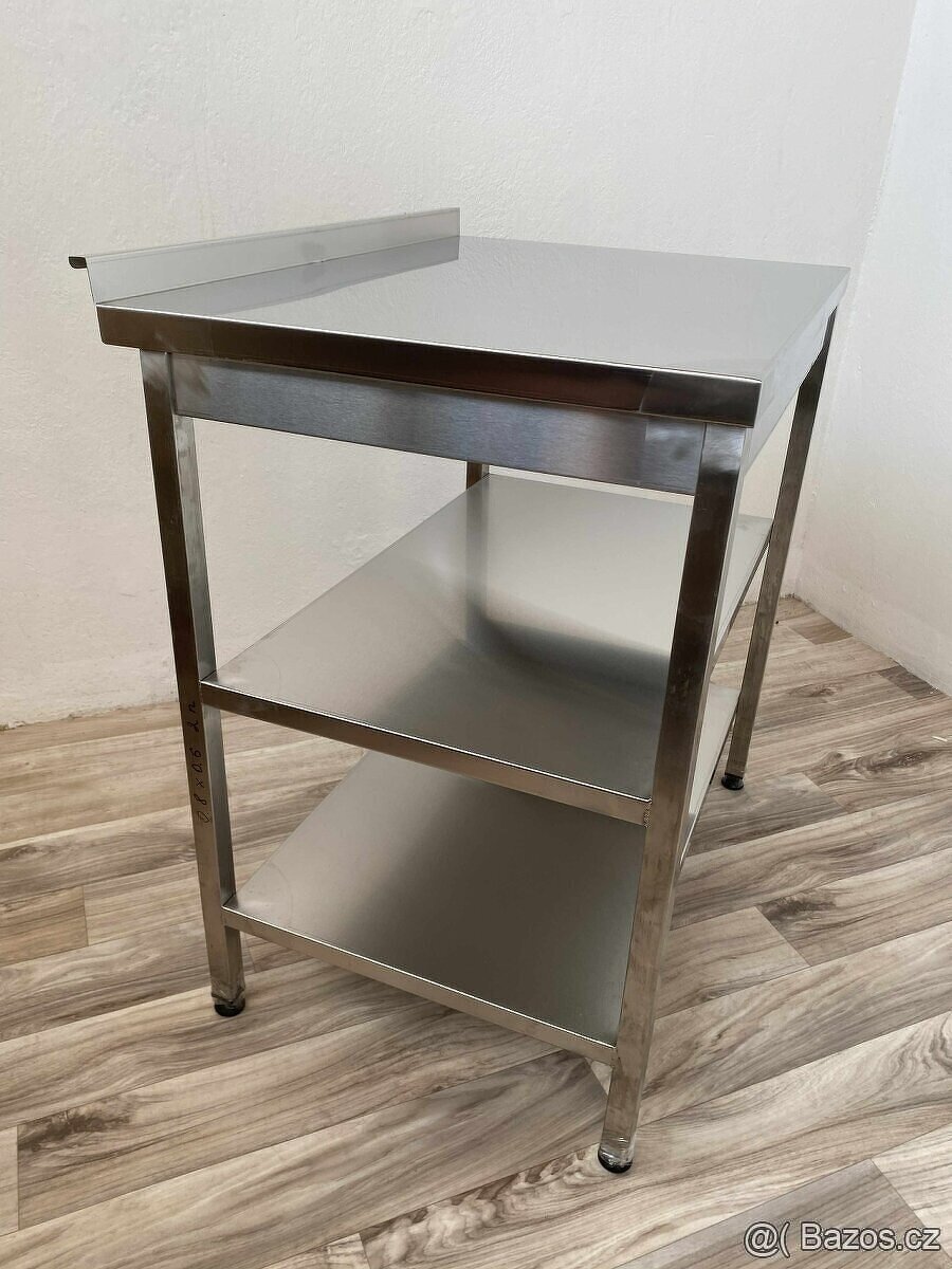 Přístěnný nerezový stůl 2 police, různé míry - 7