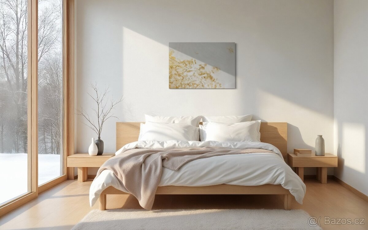 Abstraktní 3D zlatý obraz - 100x70 - 7