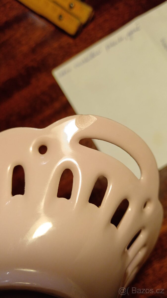 Prolamovaná miska (ažurová) z růžového porcelánu - 7