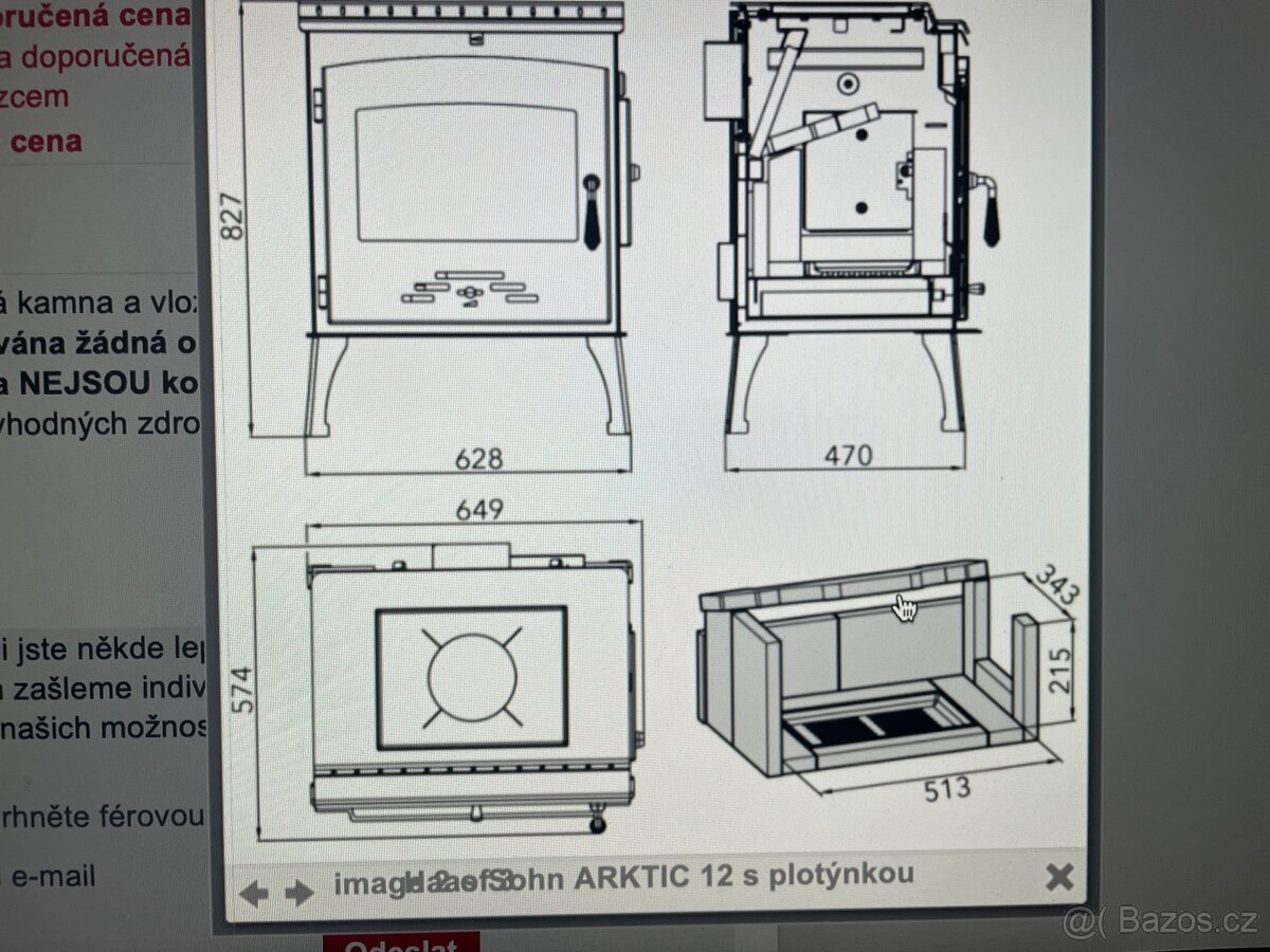 Krbová kamna ARKTIC 12s plotýnkou - 7