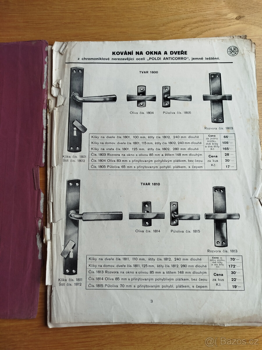 Ceníky 1928-1938 J.Peřina Nový Bydžov stavební kování - 7
