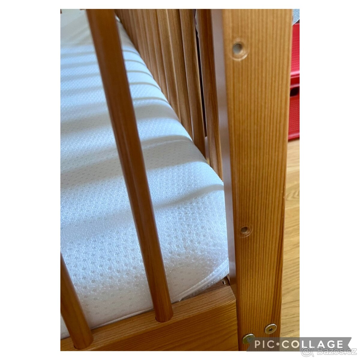 Postýlka s přebalovací komodou, dřevěná - 7