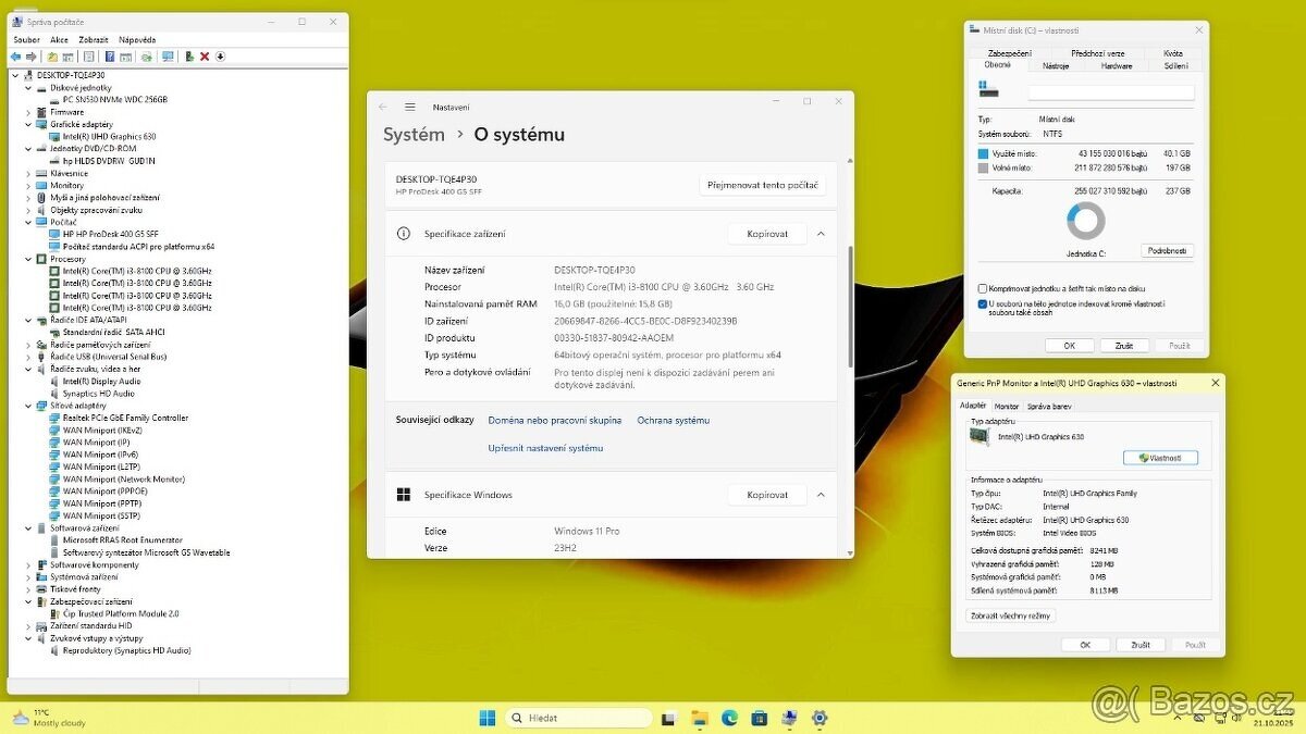 PC HP 400 G5 /i3-8100/16GB/SSD256GB/WIN11/ZÁRUKA - 7