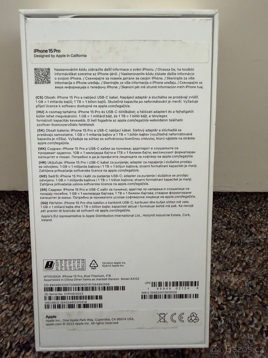 Apple iPhone 15 Pro 1TB Blue titanium. Pekny stav. DPH - 7