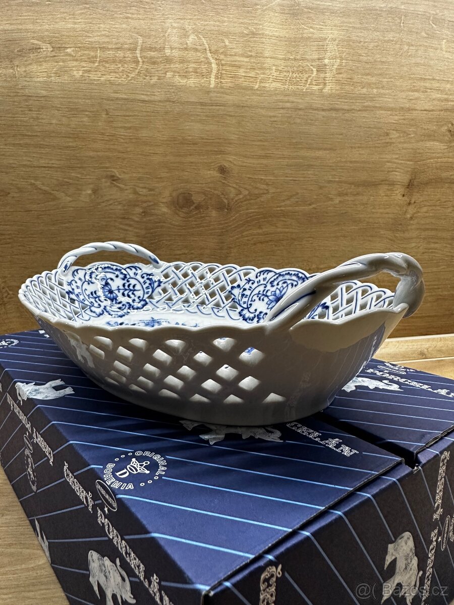 Košík prolamovaný 28cm, Cibulak, originál porcelán Dubí - 7