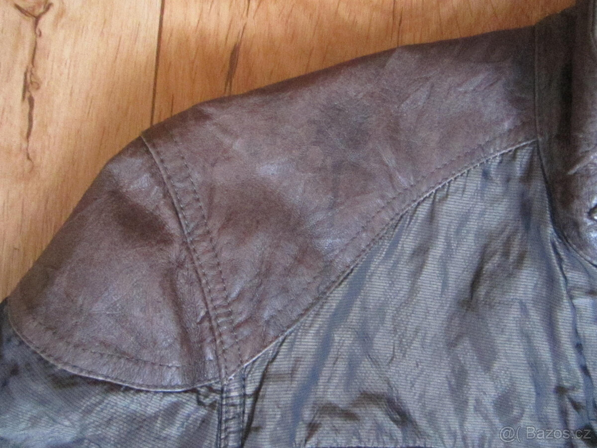 Bunda pravá kůže / látka, vel. L/40, s podšívkou - 7