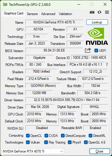 nVidia RTX 4070 Ti GIGABYTE AORUS MASTER 12GB - 7