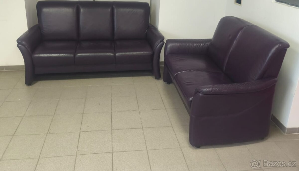 Kožená sedací souprava 3+2 - jak NOVÁ, TOP STAV - 7