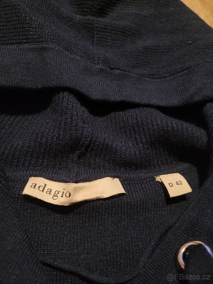 Tmavě modrá mikina/svetr na zip s kapucí Adagio - 7