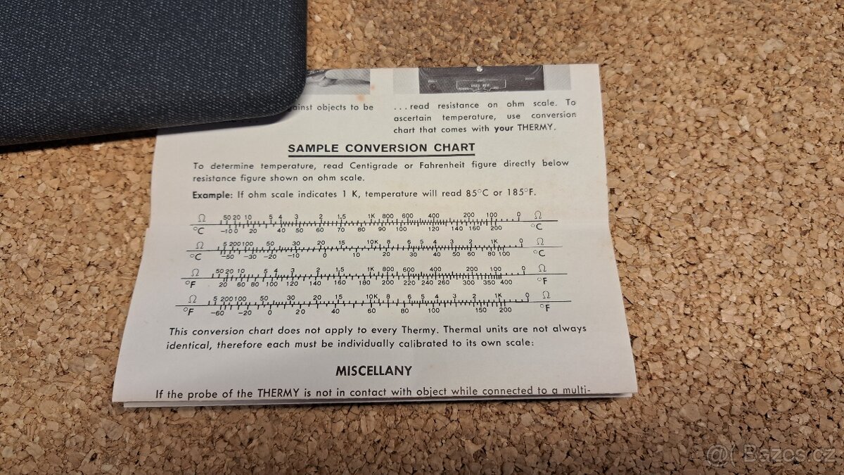 Historická teplotní sonda s převodní tabulkou NOS (teploměr) - 7