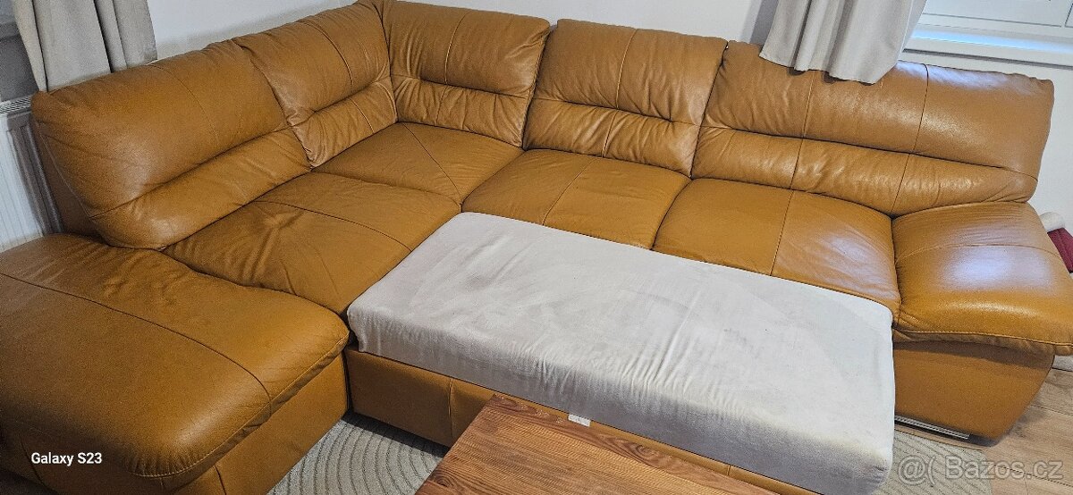 Rohová kožená sedačka - 7