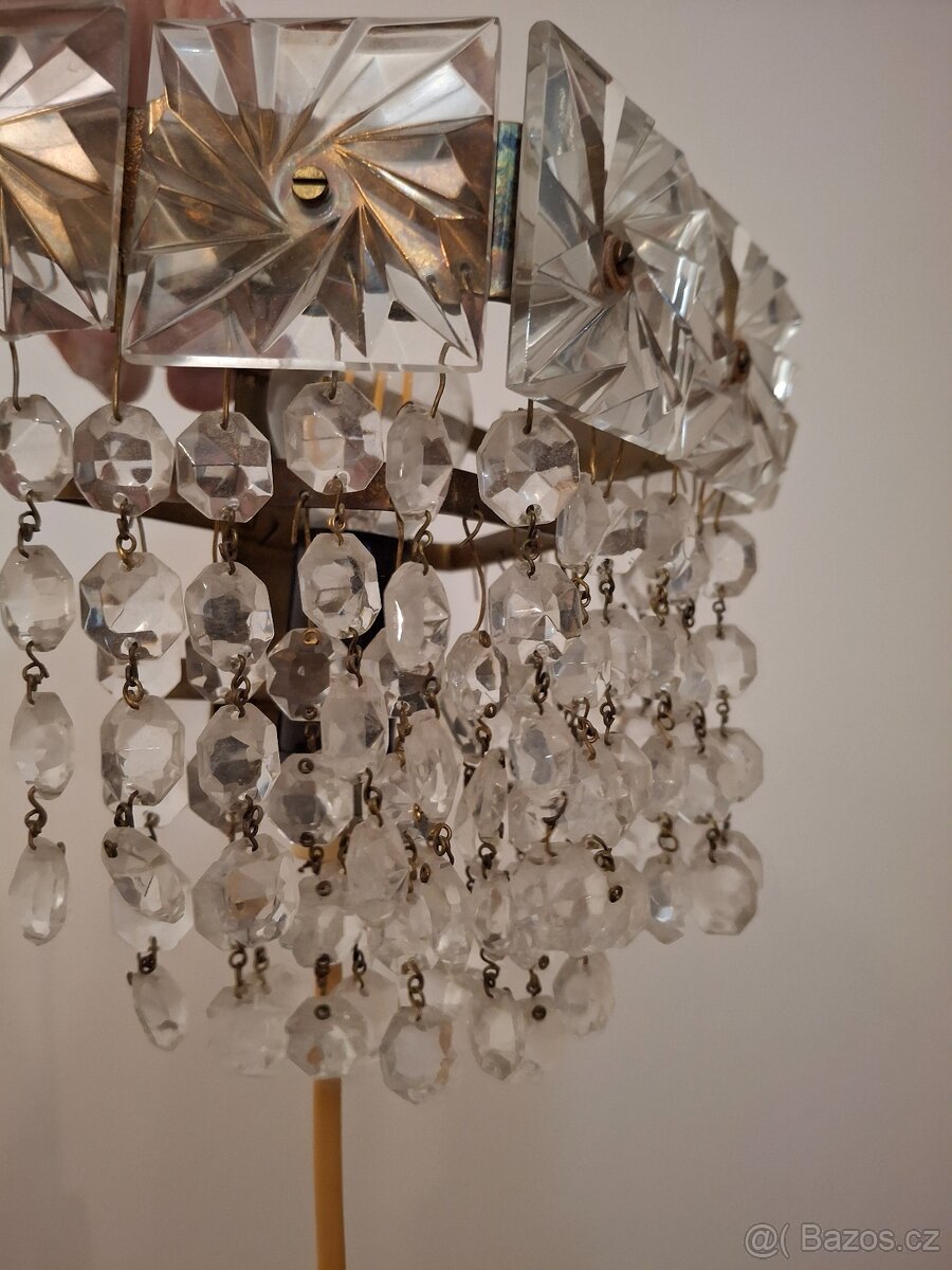Lustr křišťálový a dvě lampičky - 7