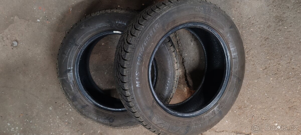 2 zimní pneumatiky SAVA 195/65R15 91T 7,00mm - 7