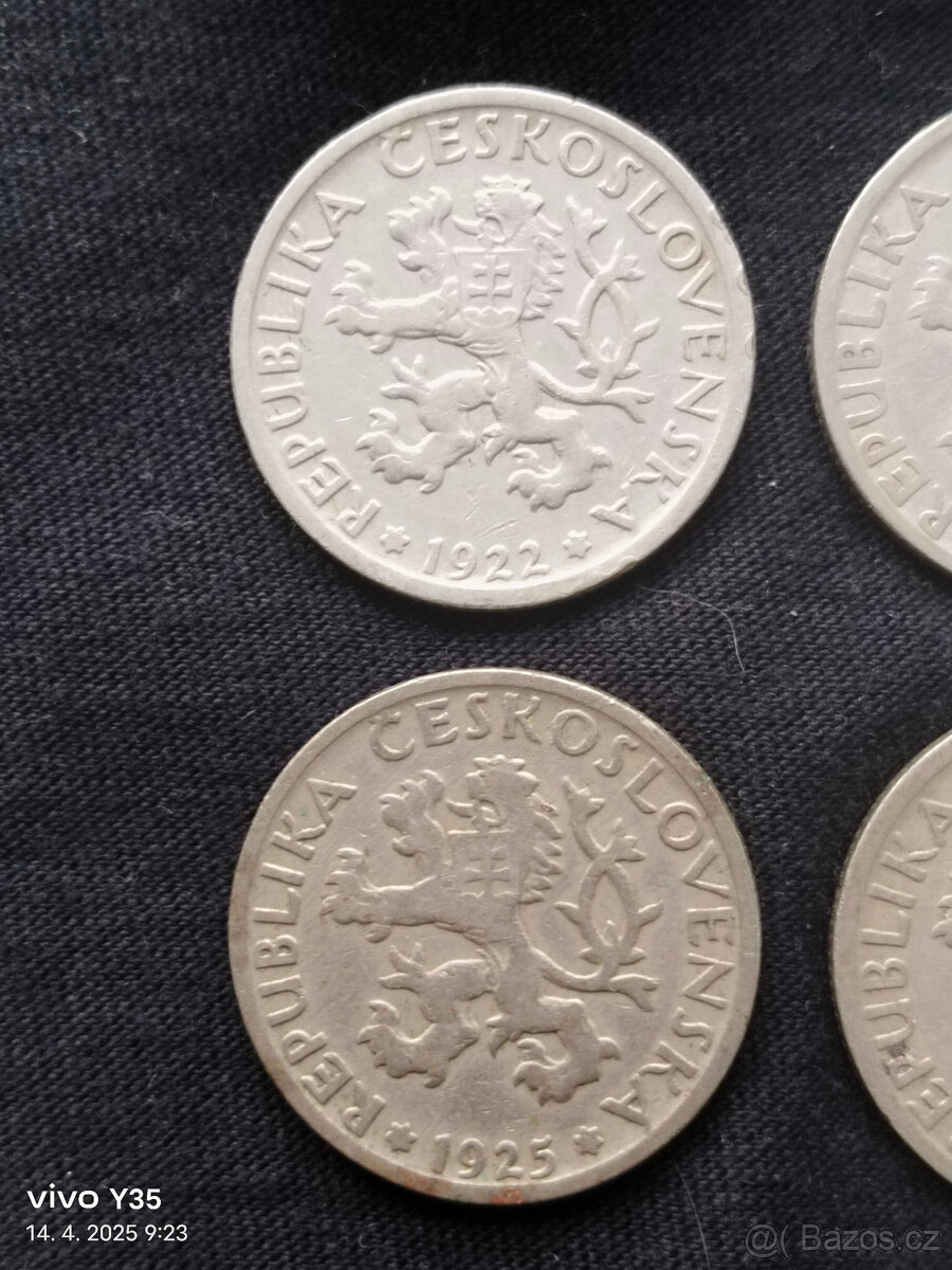 7x 1 kč 1922, 23, 24, 25, 29, 37, 38 - 7